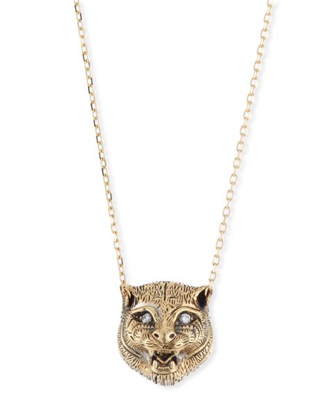 gucci le marché des merveilles necklace|Gucci Jade & Diamonds Feline Pendant Necklace .